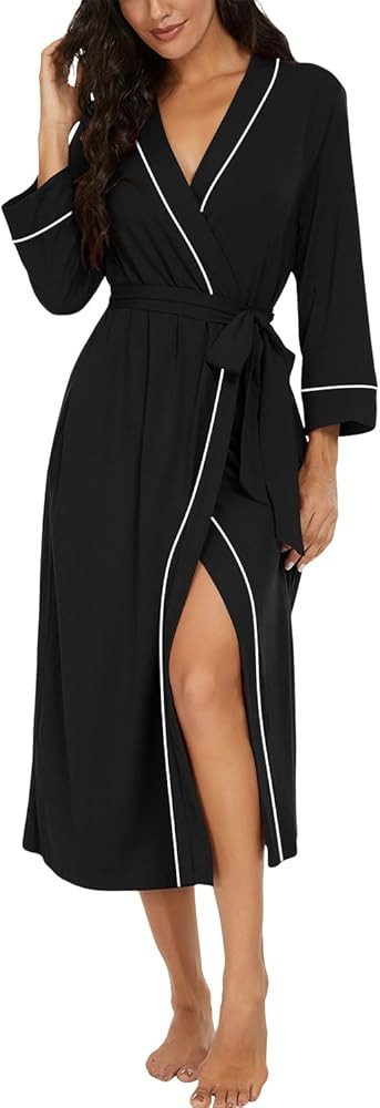 PrinStory Womens Robe Long Kint Bathrobe Lightweight Soft Robes Ladies Bath Robe | Amazon (US)