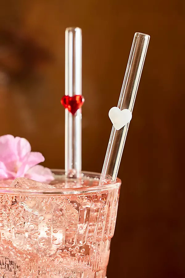Heart Glass Straws, Set of 4 | Anthropologie (US)