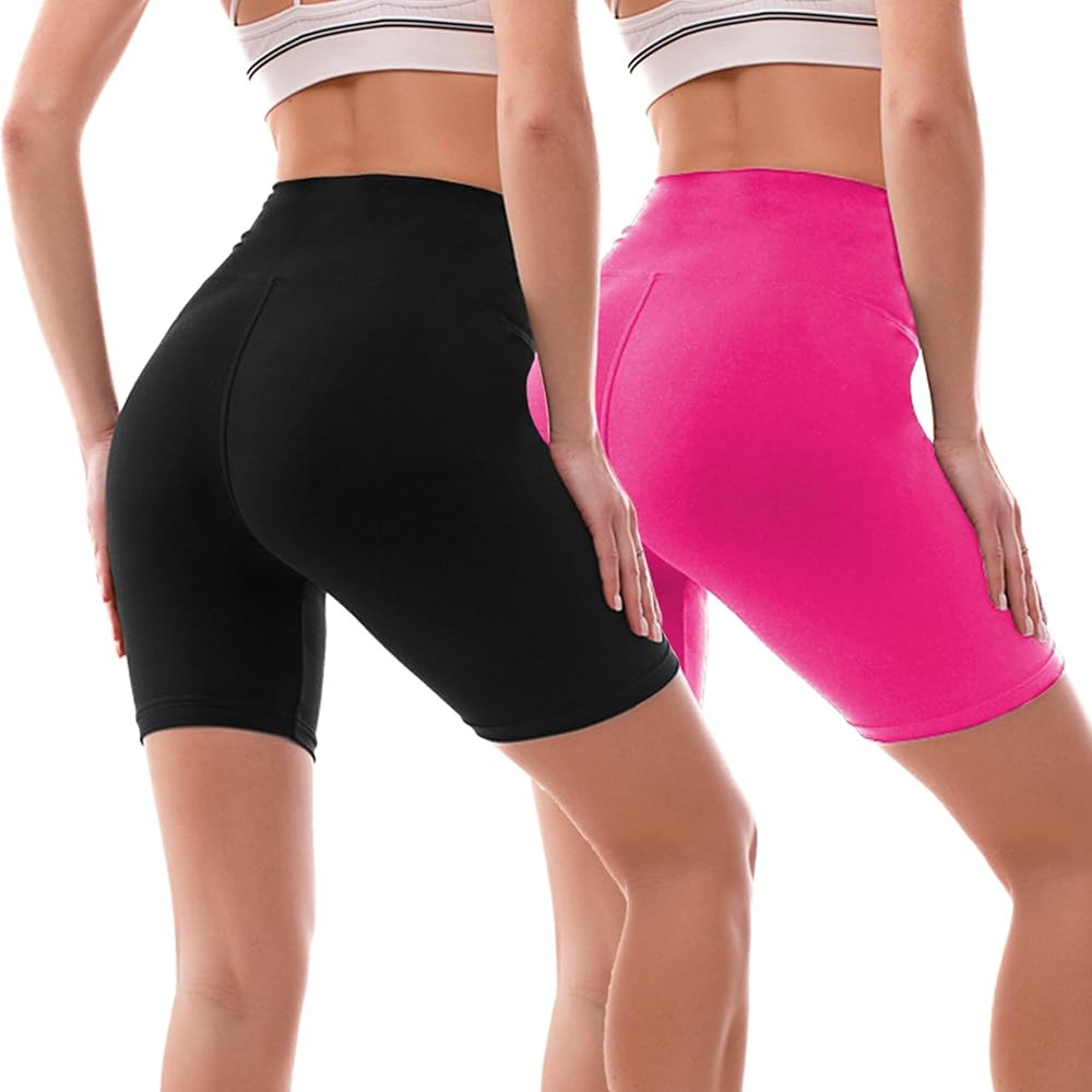 Ipletix 2 Pack Biker Shorts Women, 6" High Waisted Yoga Running Workout Spandex Shorts | Amazon (US)