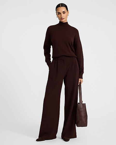 Signature Crepe High Waisted Relaxed Trouser | Express