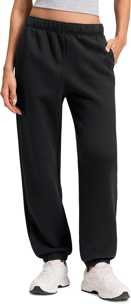 CRZ YOGA Cotton Fleece Lined Jogger Sweatpants Women 28" - Casual Lounge Travel Pants with Pocket... | Amazon (US)
