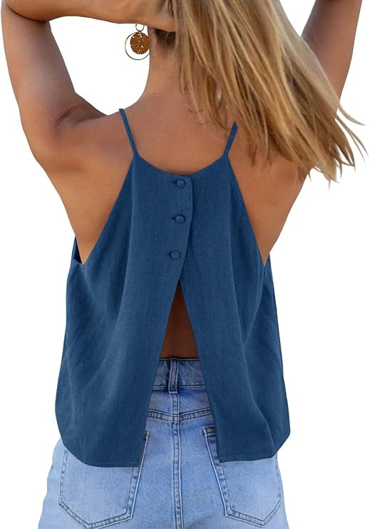 Tankaneo Womens Summer Halter Crop Tank Tops Y2k Going Out Sleeveless Tee Shirts Open Back Beach ... | Amazon (US)