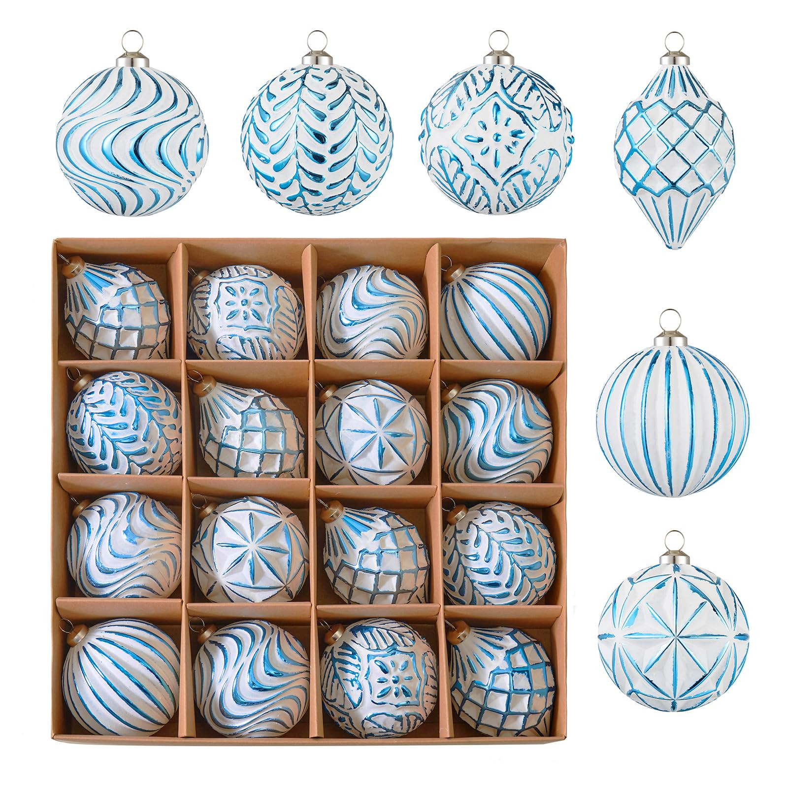 16Pcs Vintage Rustic Christmas Ball Ornaments - Large Shatterproof Neutral Christmas Ornaments Se... | Amazon (US)