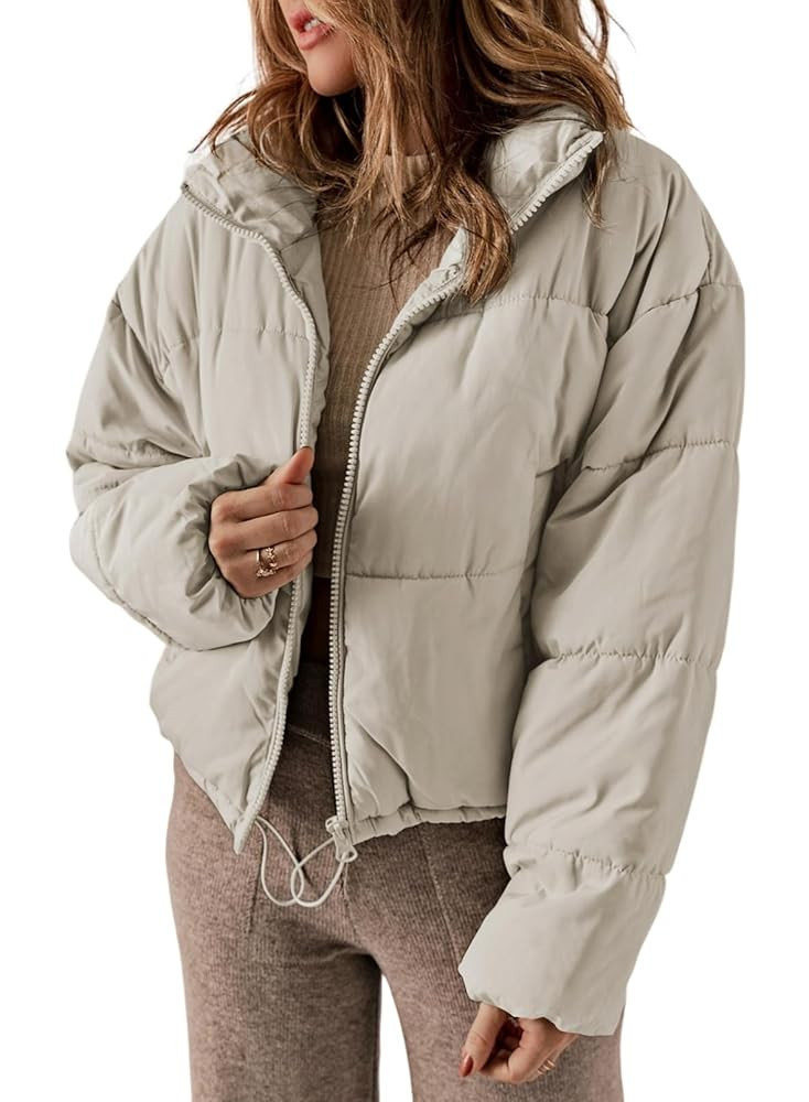 Dokotoo Womens Winter Quilted Jackets Long Sleeve Full Zip Puffer Jacket Coats with Pockets | Amazon (US)