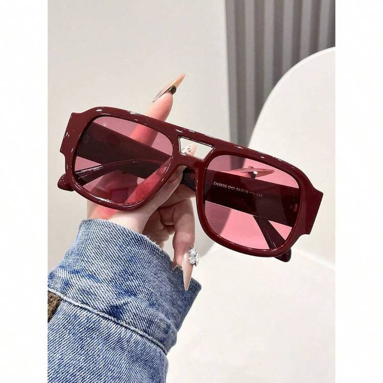 Women Red Frame Fashion Glasses, Oversized Beach Shades Summer Outfits, Going Out And Back To Sch... | SHEIN