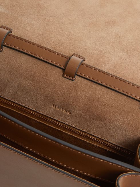 Reiss Brown Lexington Suede Leather Shoulder Bag | Reiss US