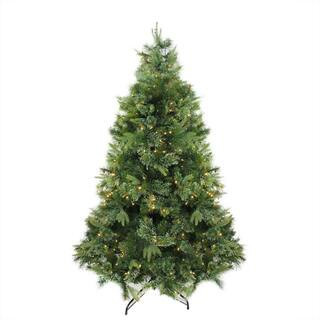 Northlight 9.5 ft. x 67 in. Pre-Lit Cashmere Mixed Pine Artificial Christmas Tree Warm White LED ... | The Home Depot