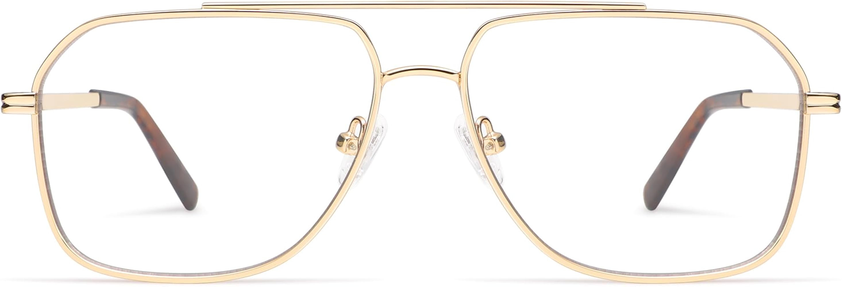 AMOMOMA Retro Blue Light Aviator Reading Glasses for Women Men,Metal Oversized Large Computer Rea... | Amazon (US)