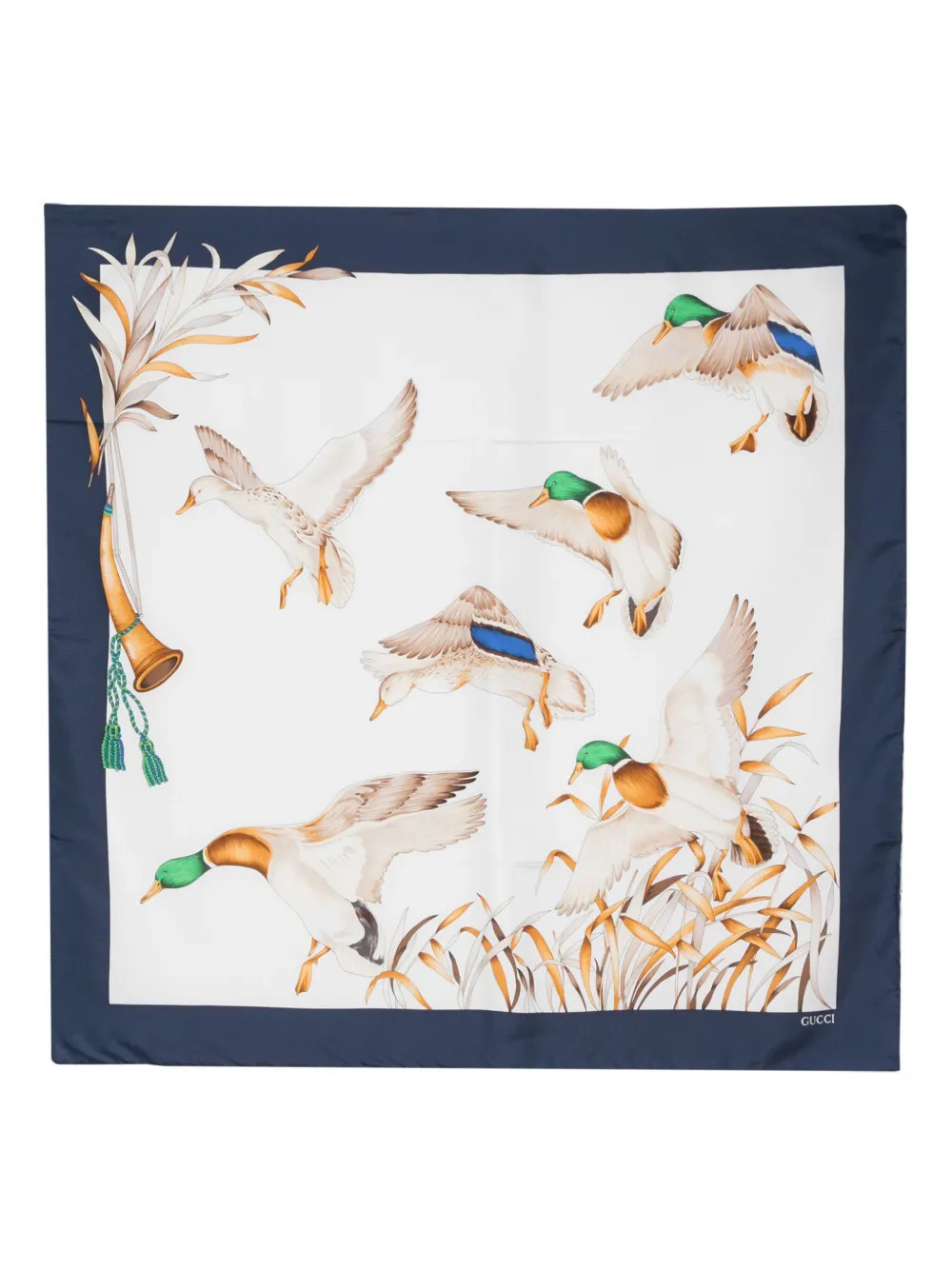 Gucci Pre-Owned graphic-print silk scarf - Blue | Farfetch Global