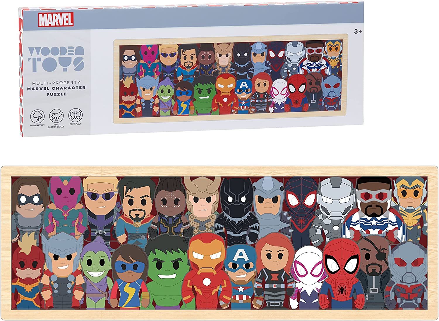 Just Play Disney Marvel Wooden Toys Character Puzzle, Kids Toys for Ages 2 Up | Amazon (US)
