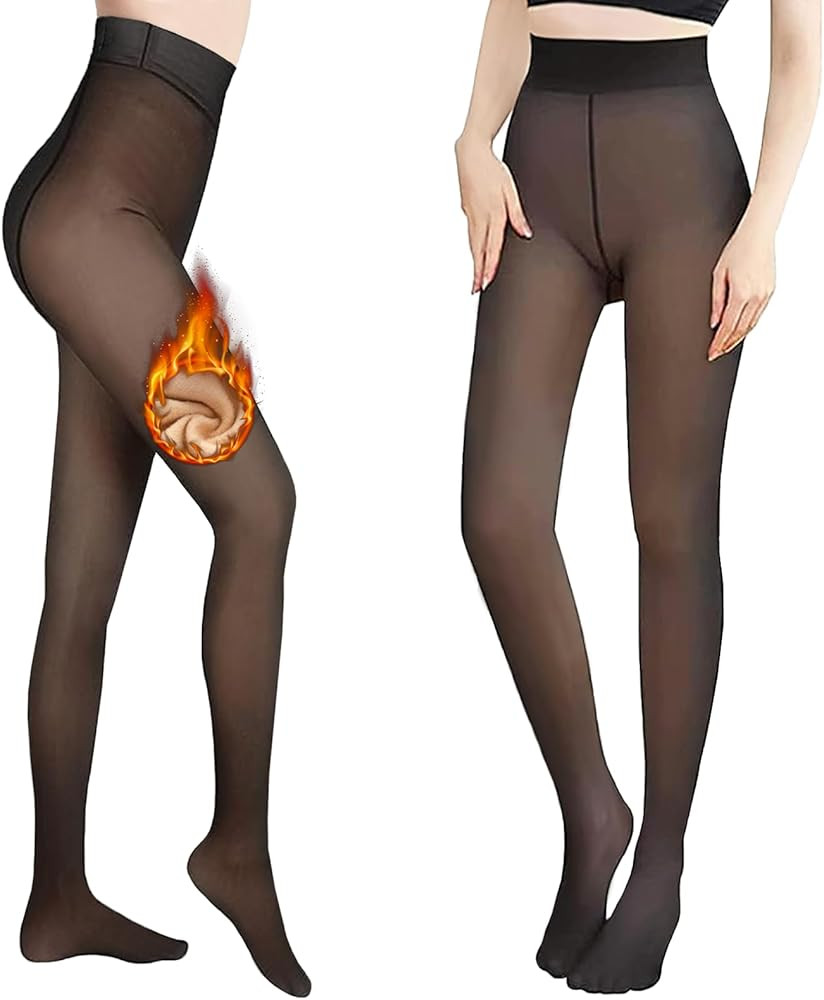Women's Tights, Warm Pantyhose Leggings, Fake Translucent Thermal Skin-Tone Tights for Autumn and... | Amazon (US)