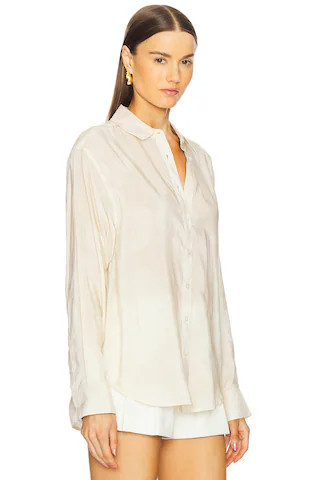 ANINE BING Braxton Shirt in Oat Mushroom Print from Revolve.com | Revolve Clothing (Global)