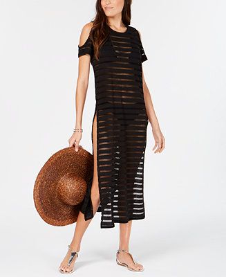 Crochet Striped Cold-Shoulder Cover-Up, Created for Macy's | Macys (US)
