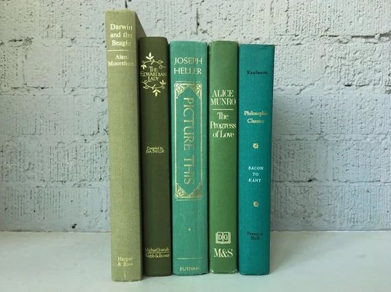 Decorative books - stack of five green vintage books | Etsy (US)