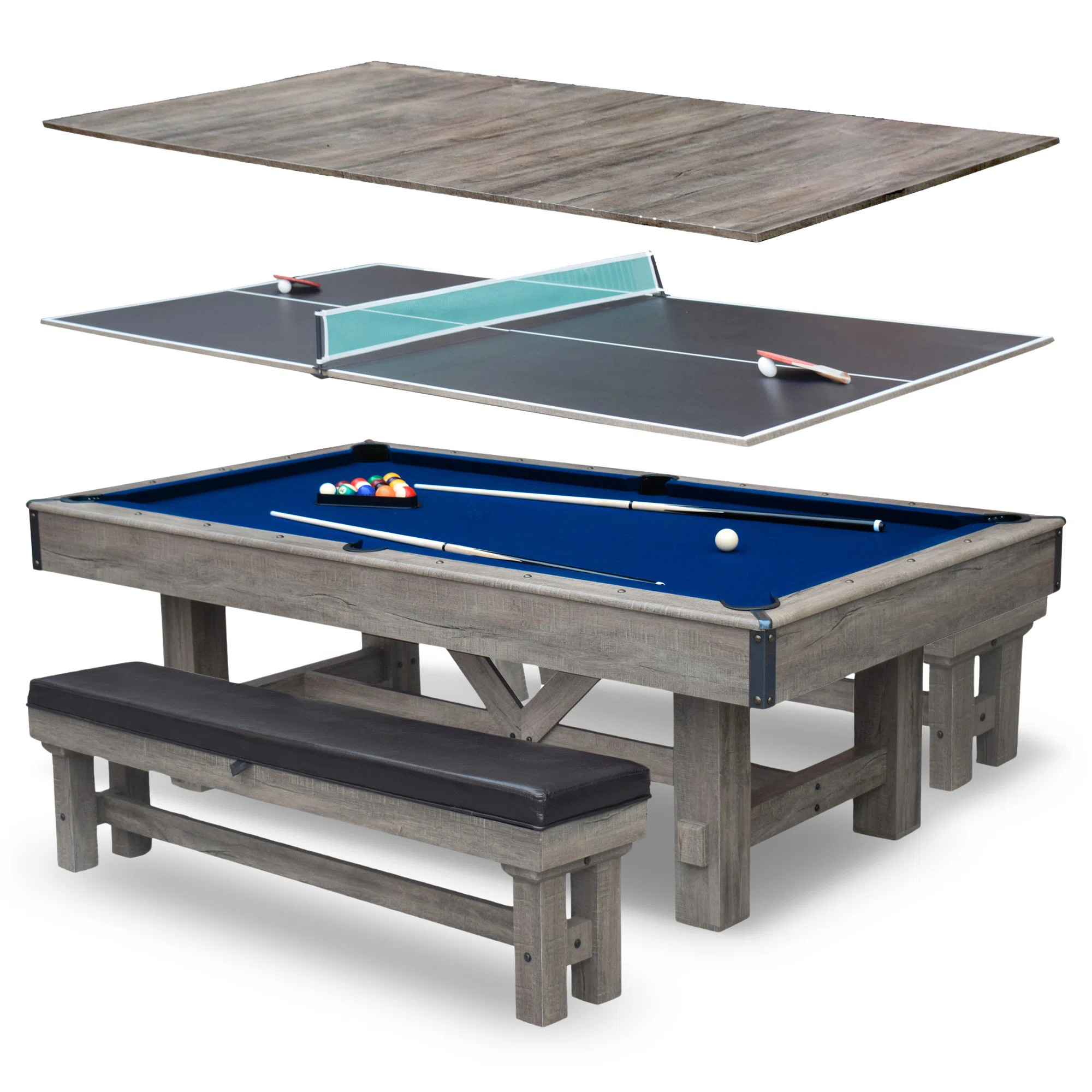 Hathaway Games  Hathaway Logan Stylish 7 Ft Multi Game Pool Table Combo with Dining Top and Ping ... | Wayfair North America