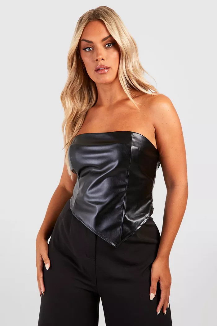 Plus Pu Asymmetric Top | Boohoo.com (UK & IE)
