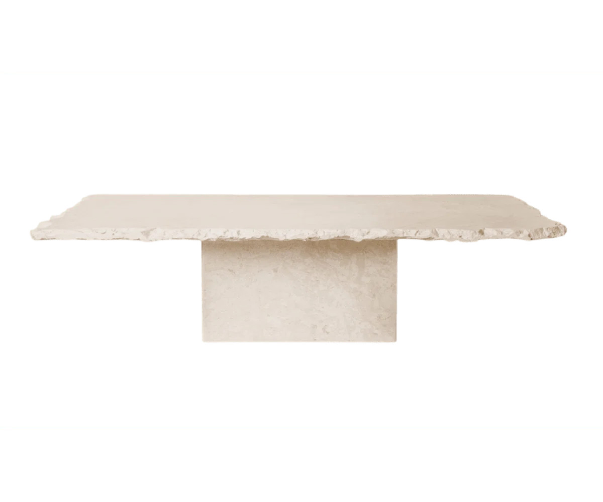 Genuine Travertine Stone Indoor/Outdoor Coffee Table - Travertine Limestone, 54" Extra Large | Wayfair North America