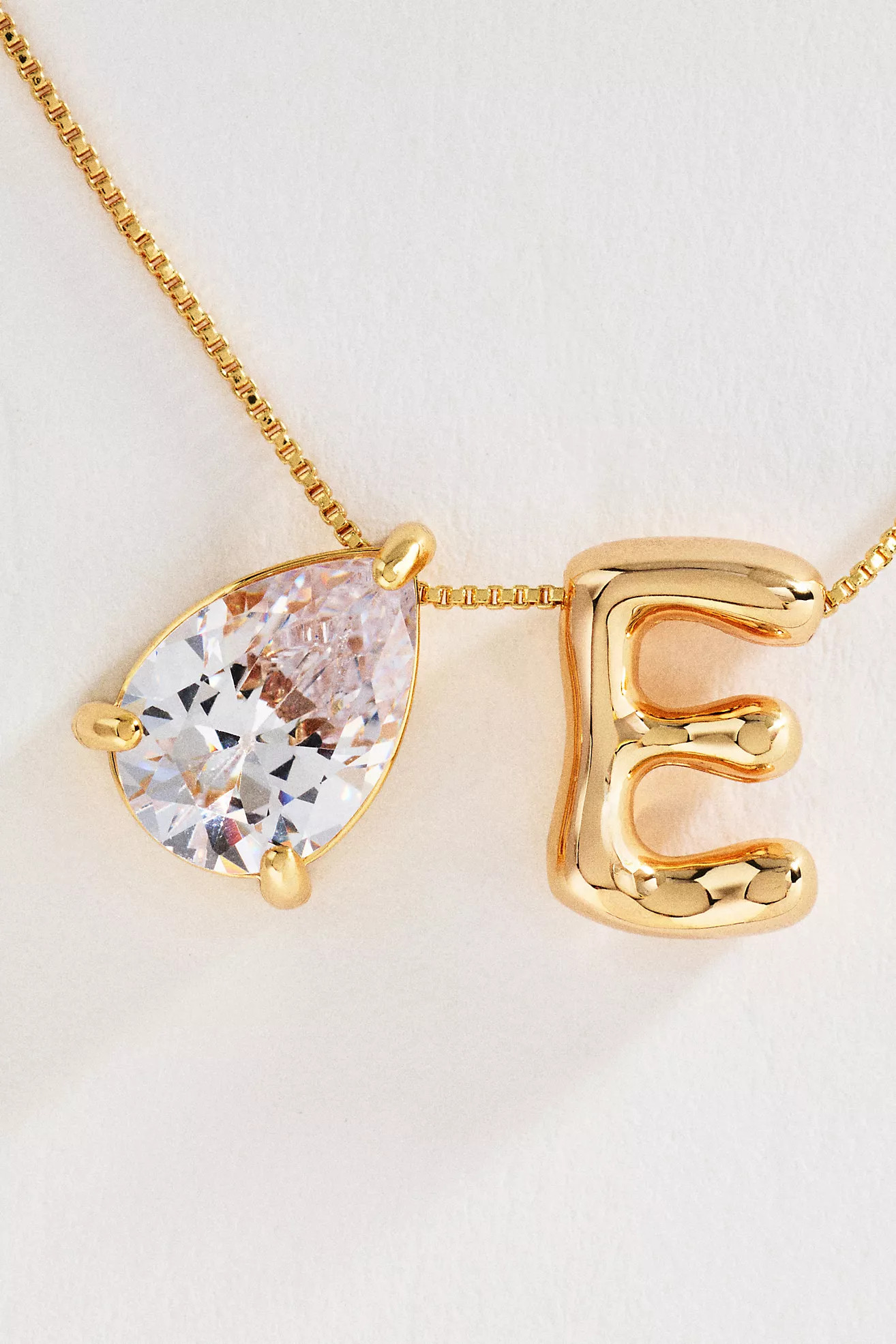 Initial Charm and Pear-Cut Stone Necklace | Anthropologie (US)