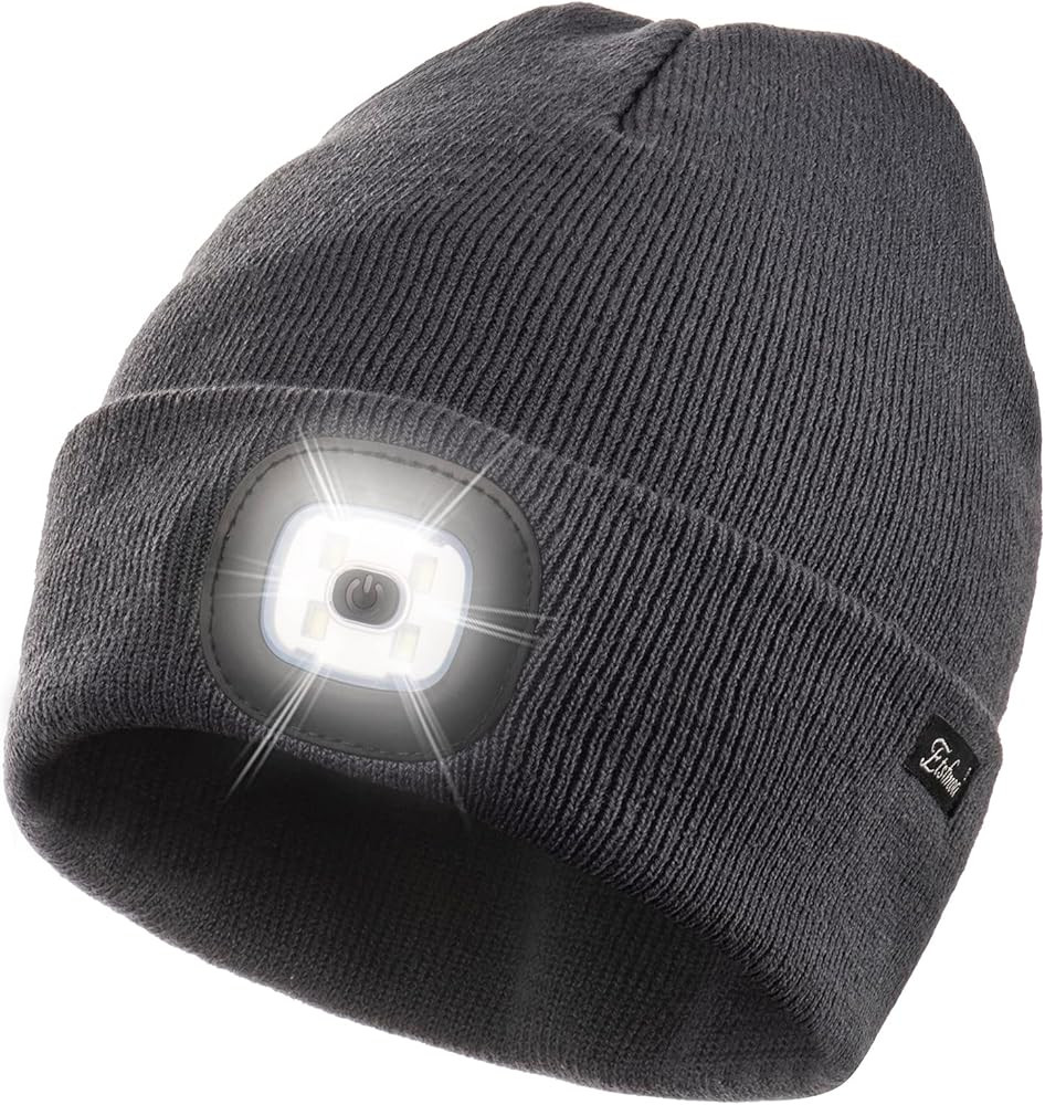 Etsfmoa Unisex Beanie with The Light Gifts for Men Dad Father USB Rechargeable Caps | Amazon (US)