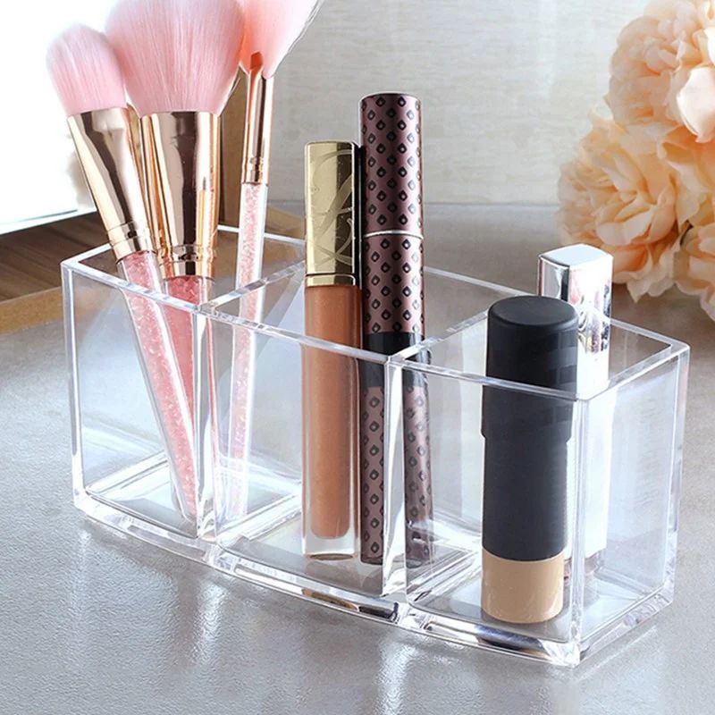 Clear Makeup Brush Holder Organizer, 3 Slot Acrylic Cosmetic Brushes Storage, Eyeliners Eyebrow P... | Walmart (US)