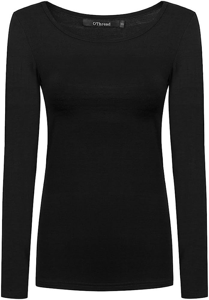 OThread & Co. Women's Long Sleeve T-Shirt Scoop Neck Basic Layer Spandex Shirts | Amazon (US)