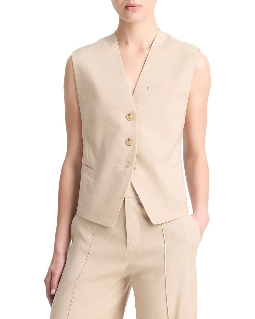 Vince Linen-Blend Vest | Shop Simon