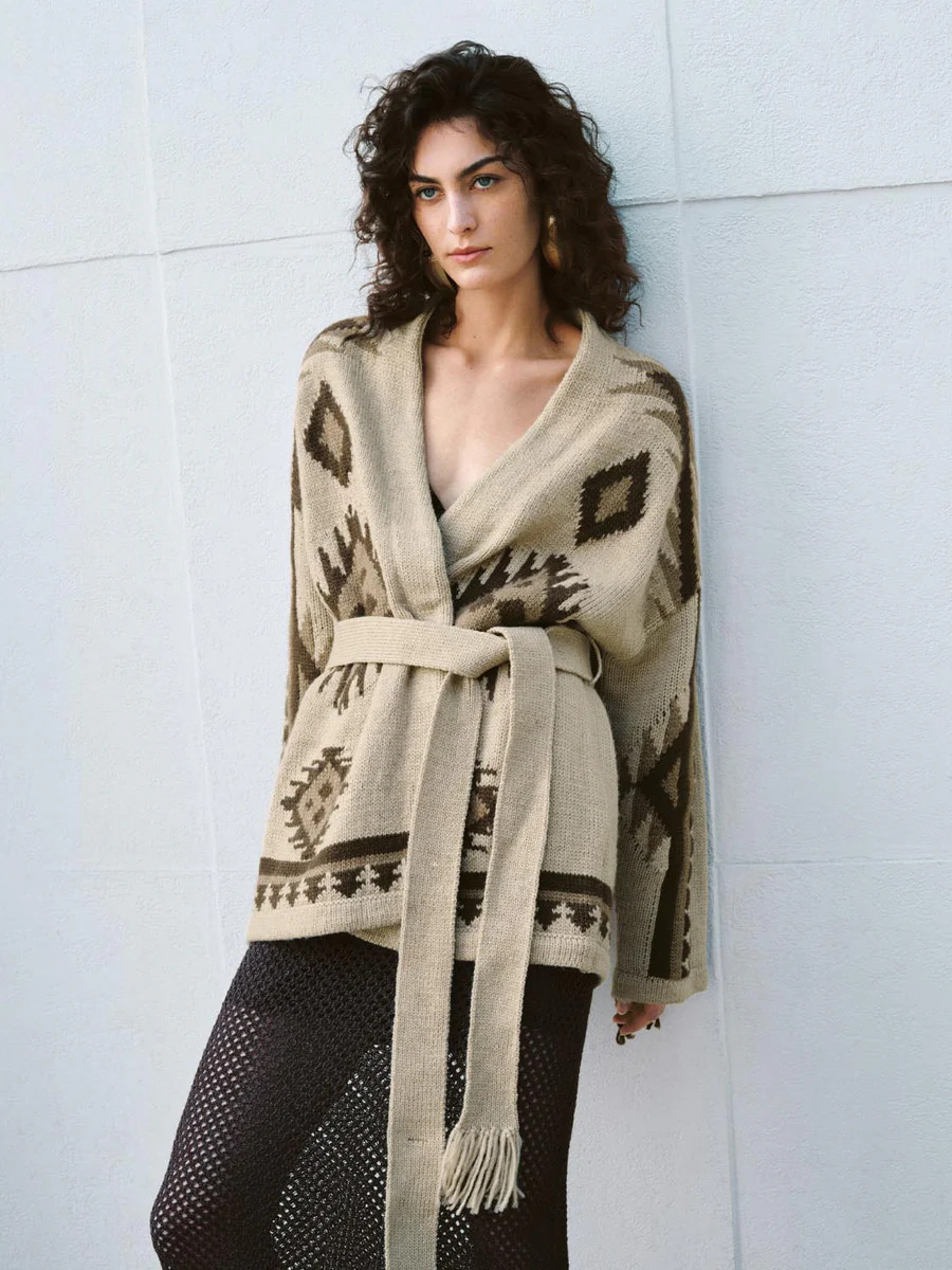 Robe Aztec Knitted Cardigans | Urban Revivo