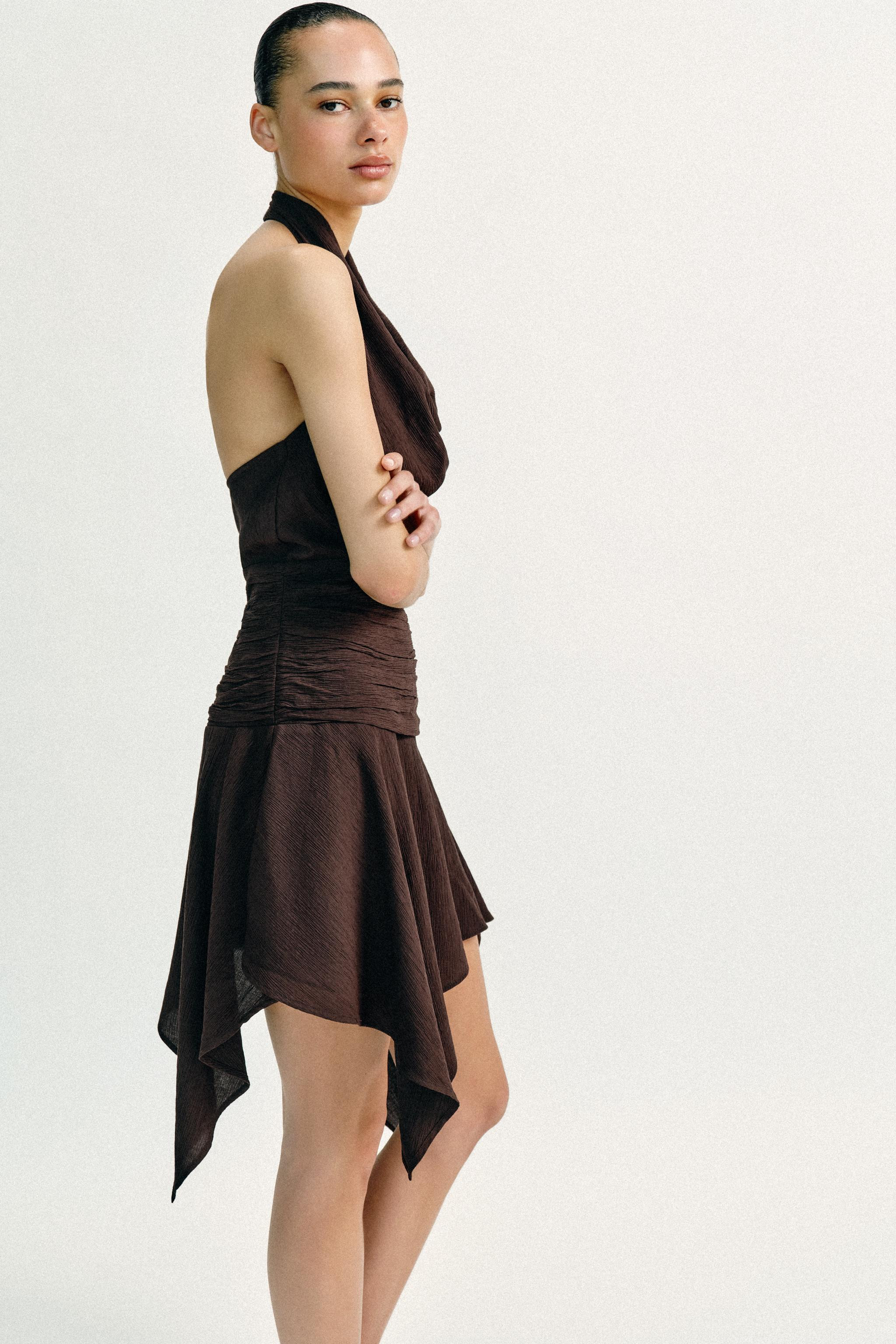 ASYMMETRIC HEM HALTER MINI DRESS | Zara US