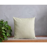 Green Striped Accent Pillow, Light Euro Sham, Neutral Throw Bedroom Decoration, Housewarming Gift, B | Etsy (UK)
