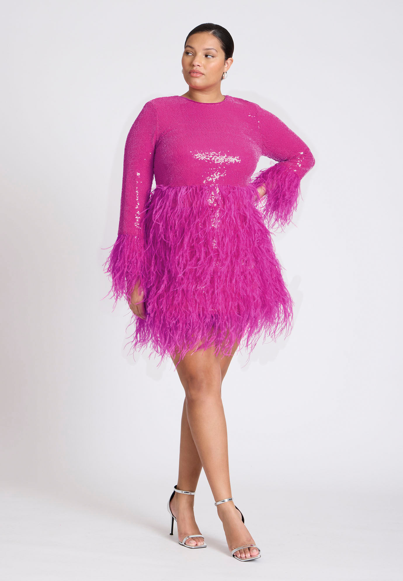 ELOQUII x kate spade new york Sequin And Feather Mini Dress | Eloquii