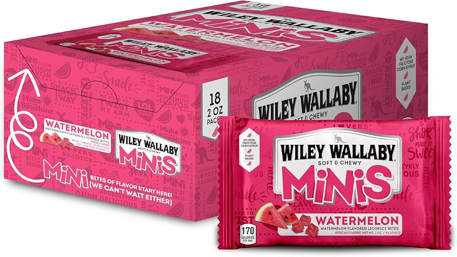 Wiley Wallaby Mini Licorice Bites 2.0 Ounce Classic Gourmet Soft & Chewy Australian Watermelon Li... | Amazon (US)