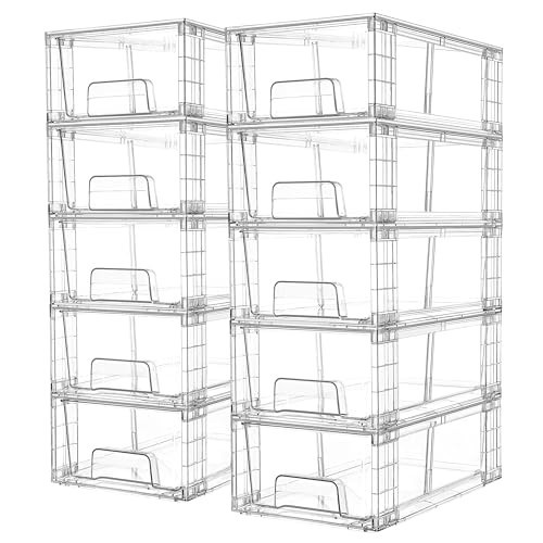Vtopmart 10 Pack Stackable Storage Drawers,Clear Acrylic Drawer Organizers with Handles, Easily Assemble Containers for Fridge, Bathroom,Kitchen Undersink,Cabinet,Pantry Organization and Storage | Amazon (US)