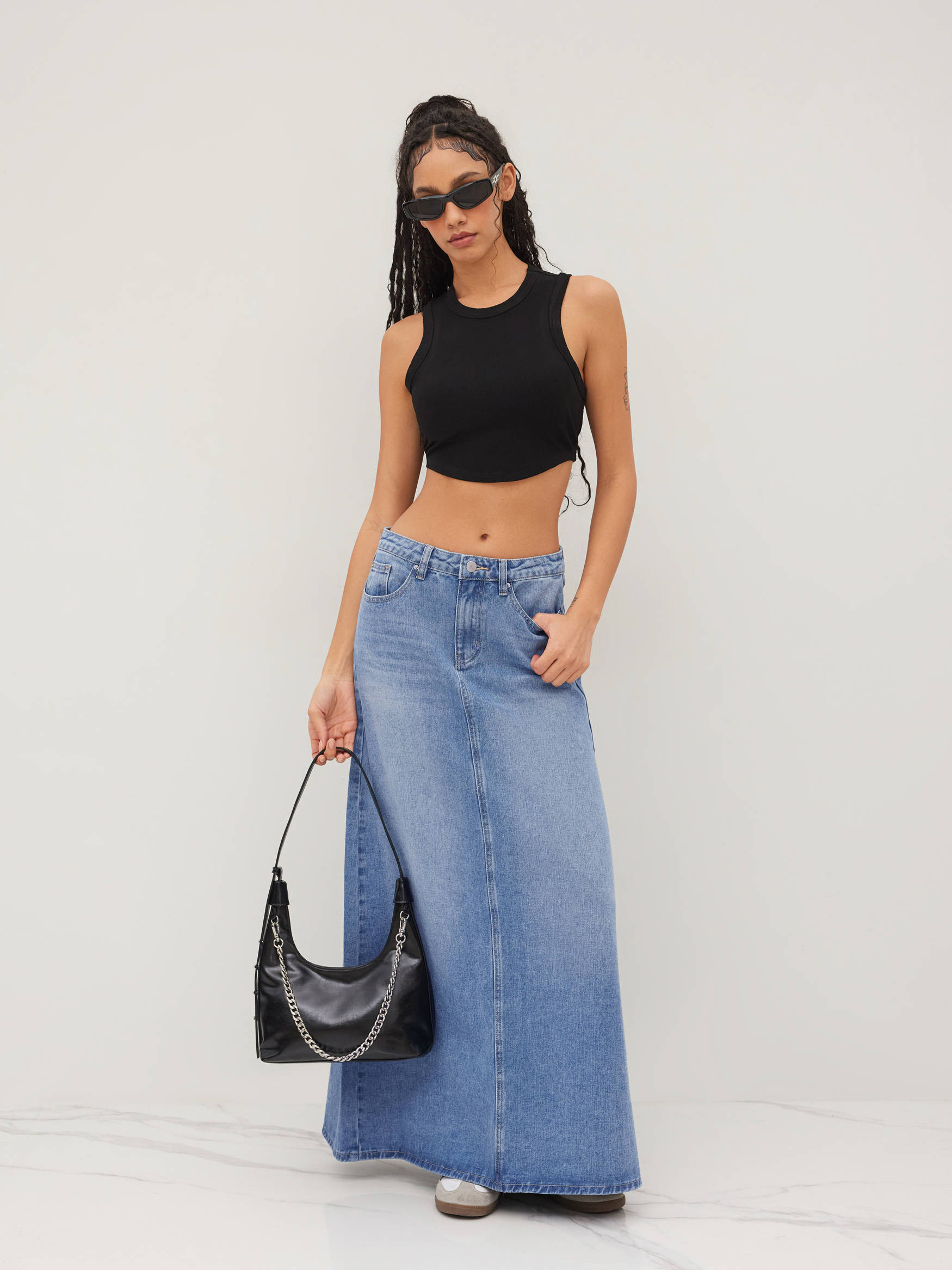 denim denim skirt long denim skirt Denim The Maxi For Daily Casual | Cider
