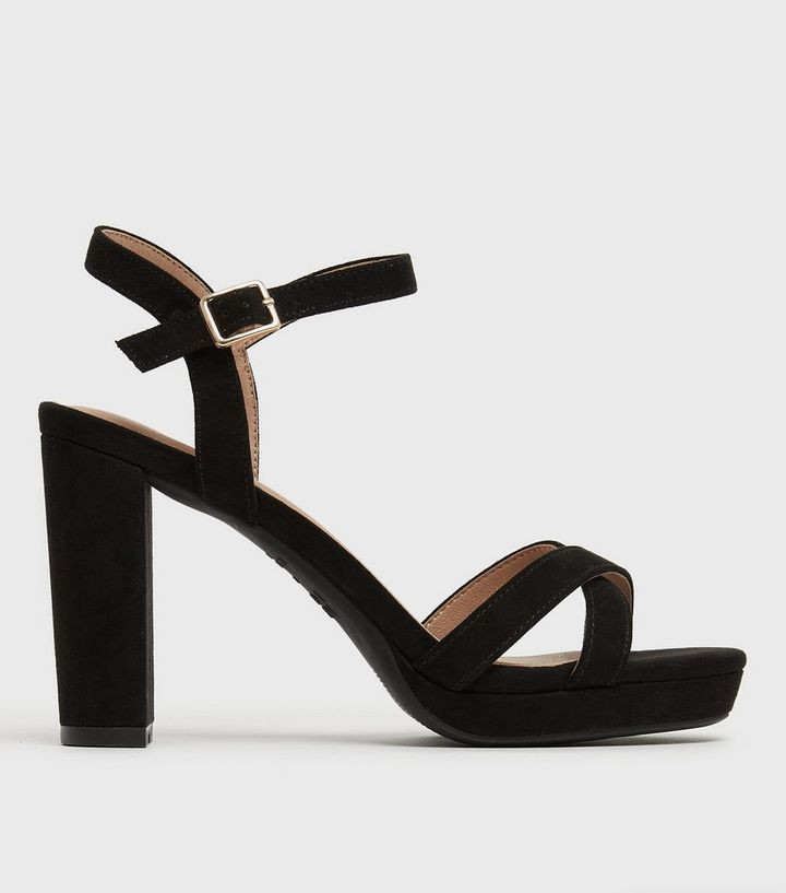 Black Suedette Chunky Block Heel Sandals
						
						Add to Saved Items
						Remove from Saved ... | New Look (UK)