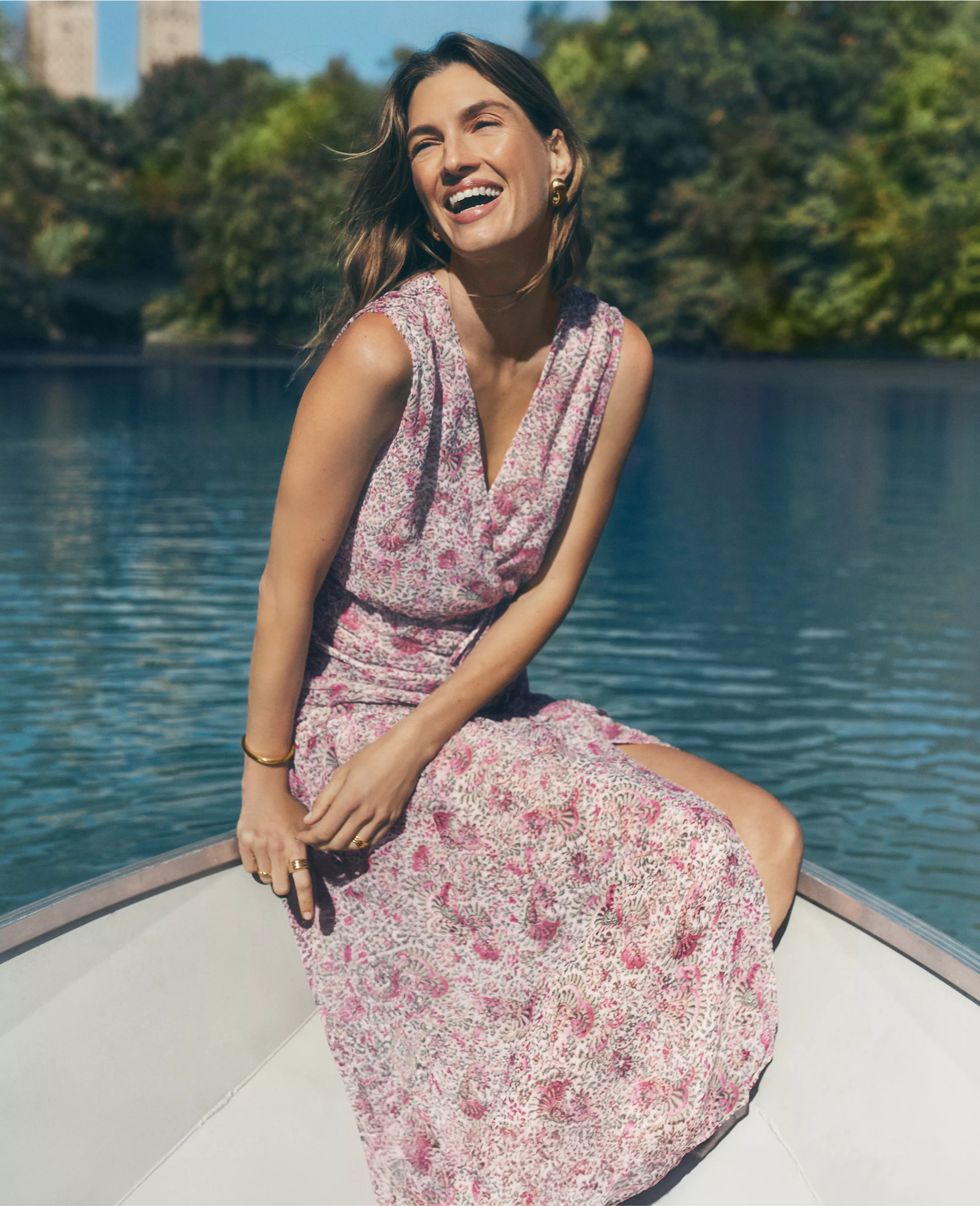 Floral Ruched Flare Dress | Ann Taylor