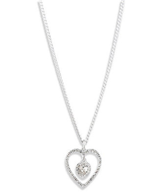 Rhodium Crystal Silver-Tone Heart Pendant Necklace | Macy's