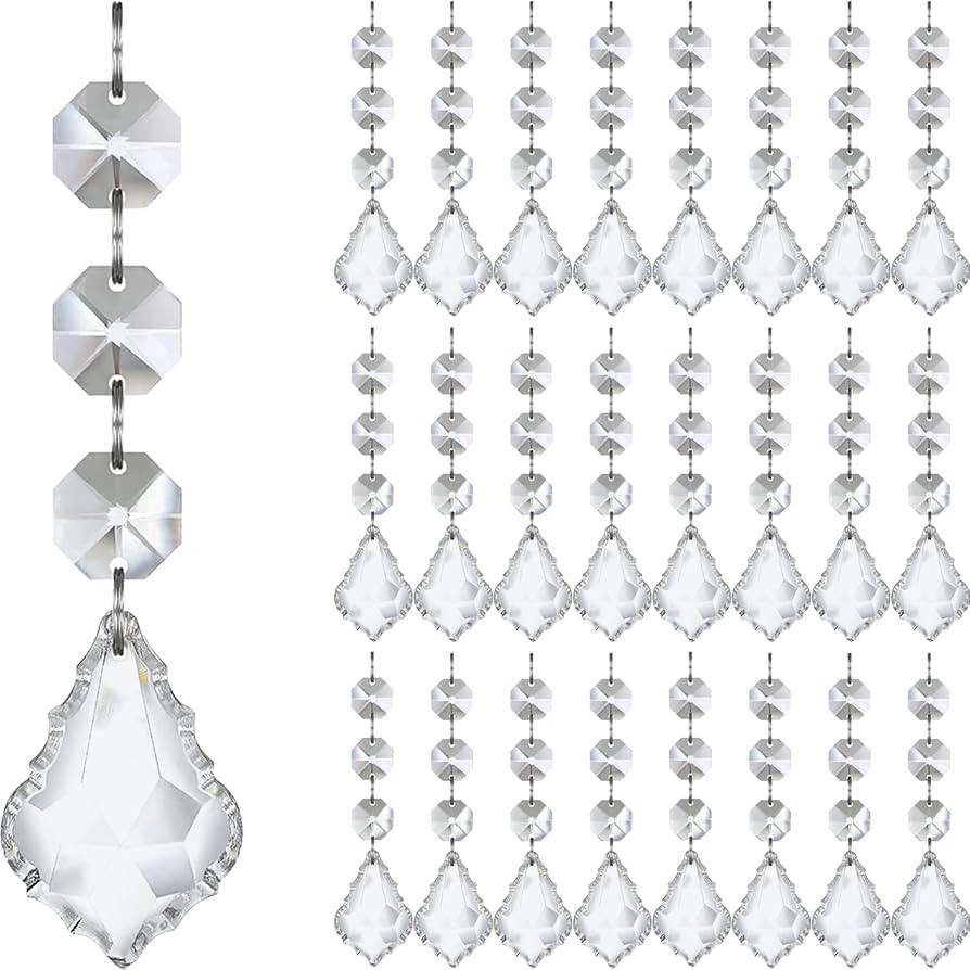 Jishi Crystal Angel Leaf Ornaments Christmas Tree Decorations 30pk Clear Plastic Hanging Crystals... | Amazon (US)