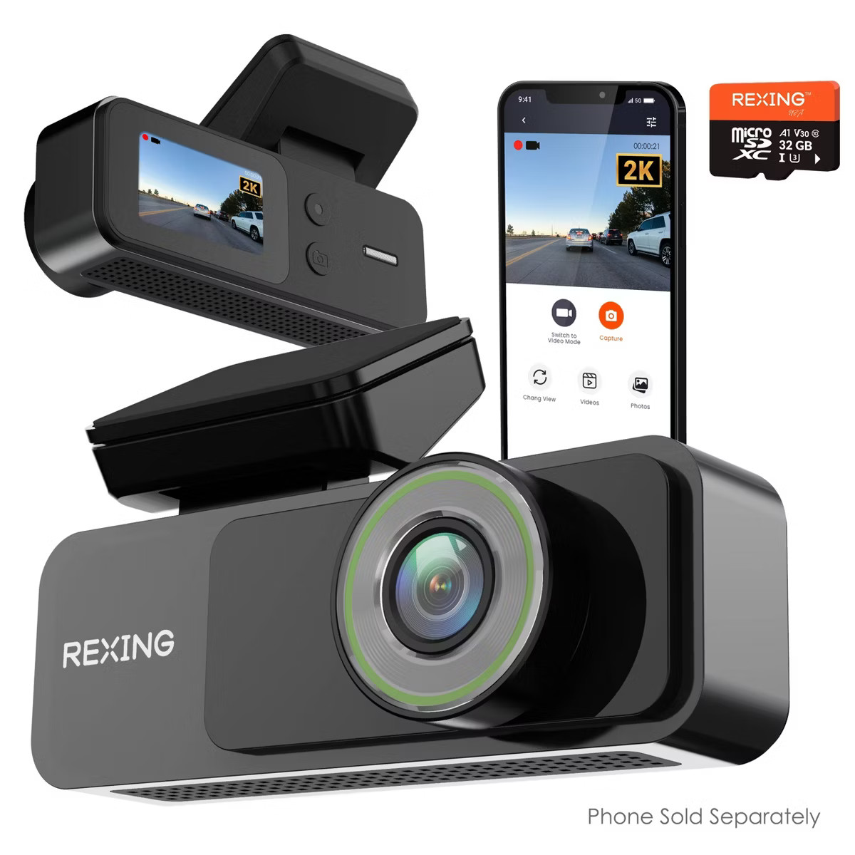 Rexing V1 Lite 2K Wi-Fi Dash Cam with USB-C Connection and 32GB microSD Card | Target