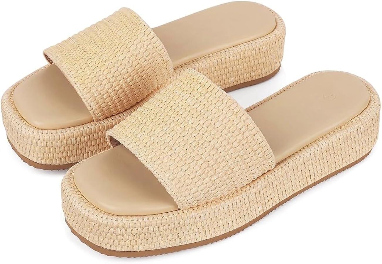 Platform Sandals for Women Espadrille Sandals Wedge Sandals for Women Cute Beach Straw Raffia San... | Amazon (US)