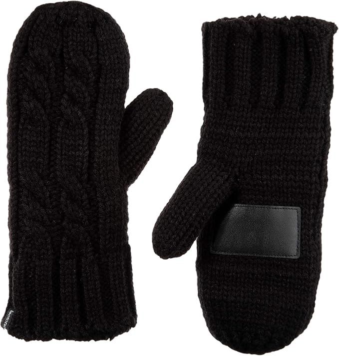 isotoner Women's Chunky Cable Knit Sherpasoft Mittens | Amazon (US)