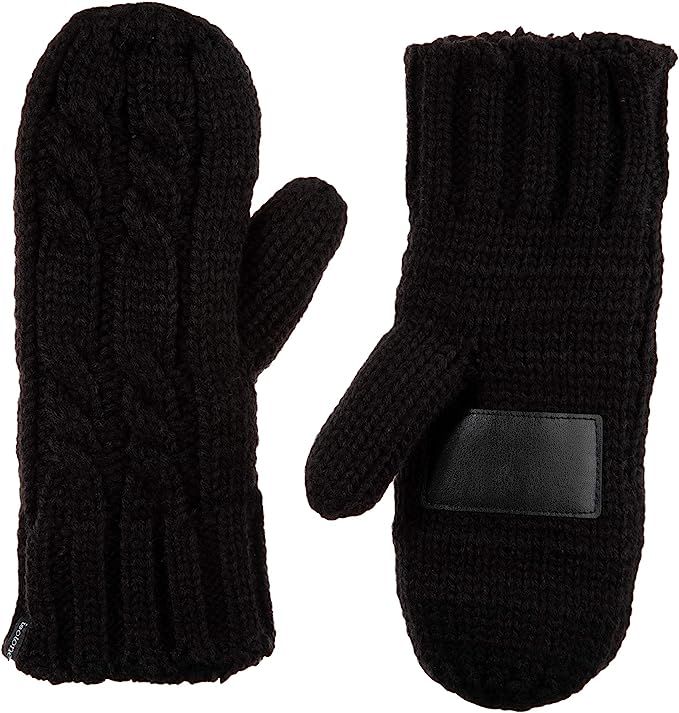isotoner Women's Chunky Cable Knit Sherpasoft Mittens | Amazon (US)