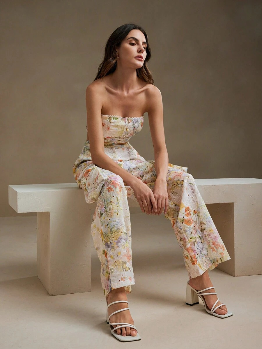 Anewsta Lace Embroidery Elegant Vacation Women's Long Pants | SHEIN