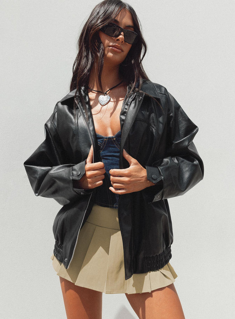 Devija Faux Leather Jacket Black | Princess Polly US