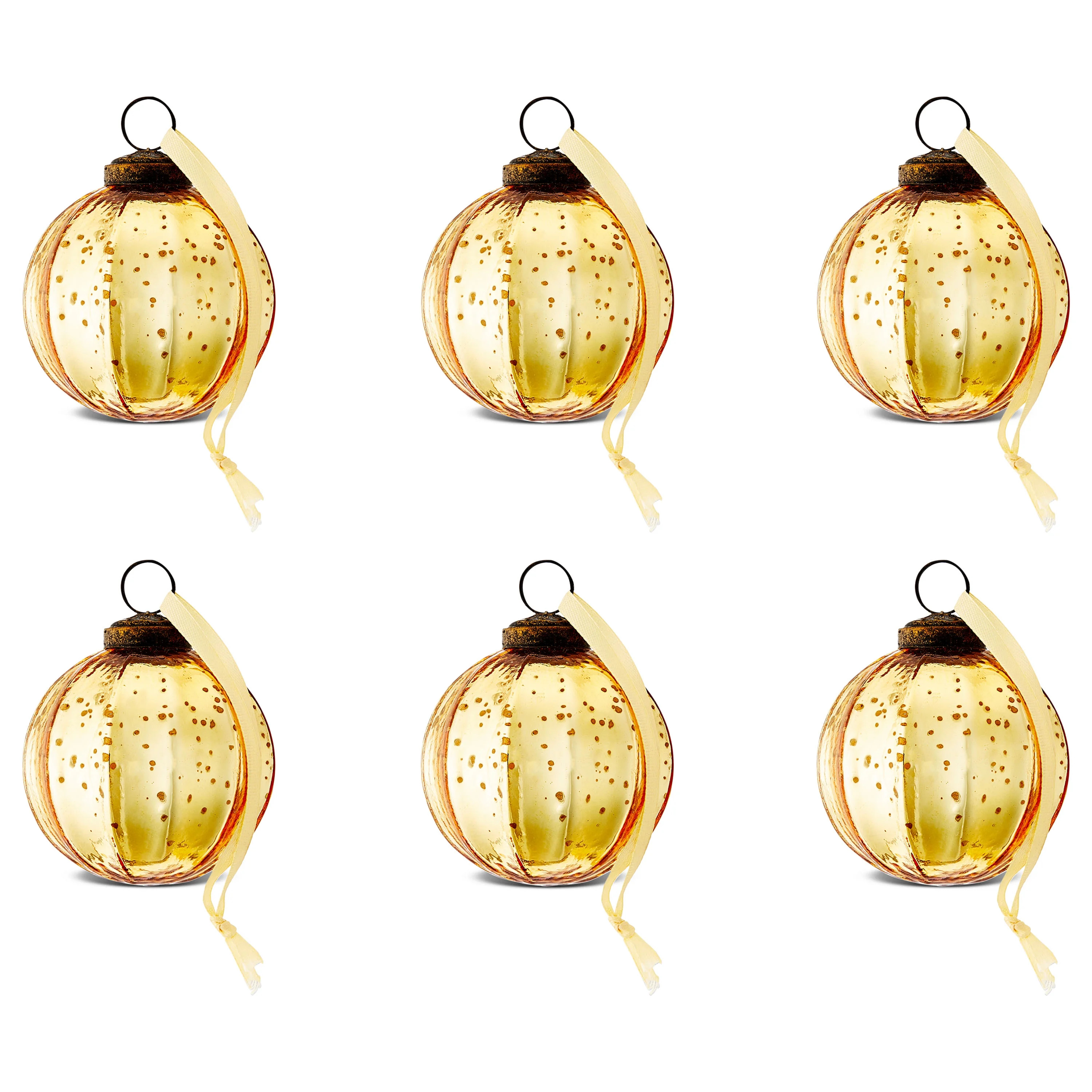 6 Count Gold Glass Ball Christmas Ornaments, 3", by Holiday Time | Walmart (US)