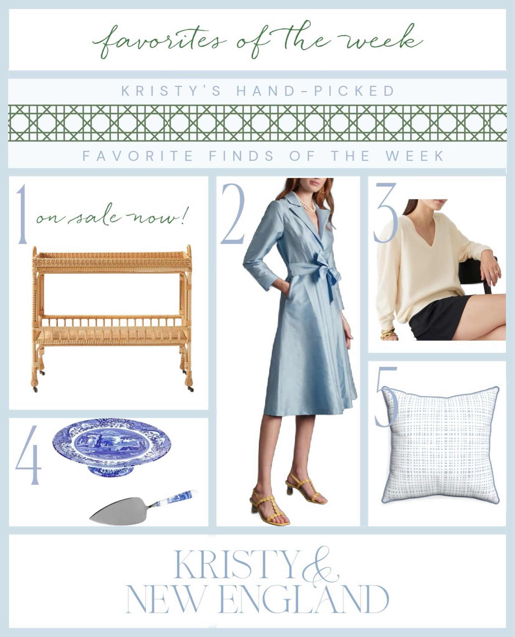 This week’s favorites: bar cart on sale, cake serving set, cashmere v neck sweater, blue and white pillow, blue dresss

#LTKover40 #LTKhome #LTKsalealert