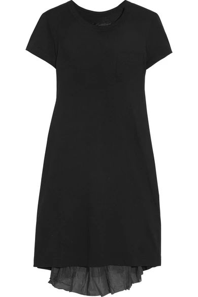 Crinkled fluted satin-paneled cotton-jersey mini dress | NET-A-PORTER (UK & EU)