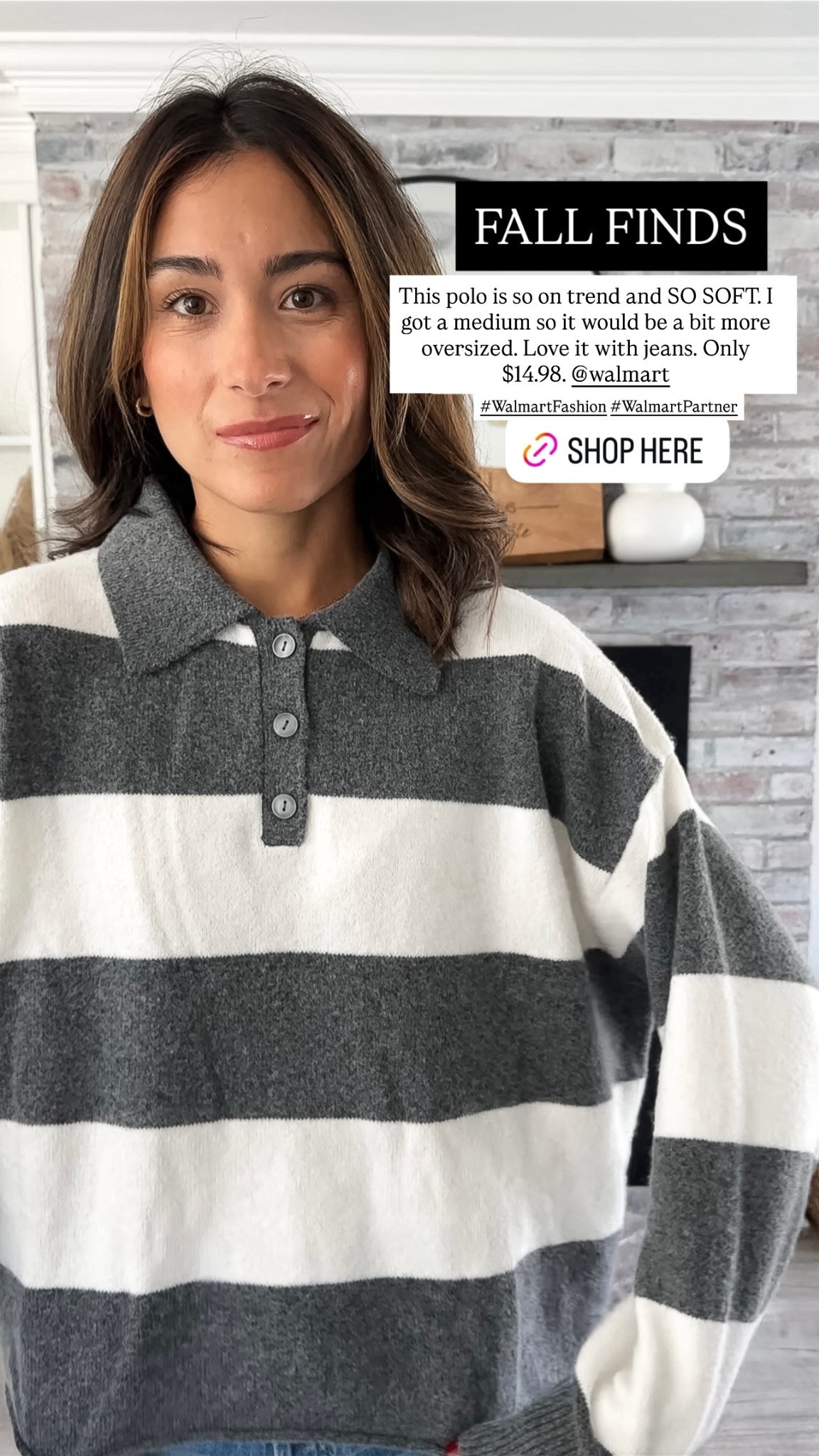 This polo is so on trend and SO SOFT. I got a medium so it would be a bit more oversized. Love it with jeans. Only $14.98. @walmart  #WalmartFashion #WalmartPartner