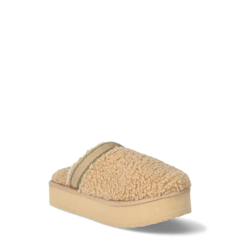 Joyspun Women’s Teddy Fleece Platform Clog Slippers | Walmart (US)