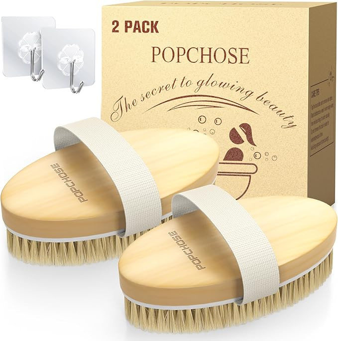 POPCHOSE Dry Brushing Body Brush, Natural Bristle Dry Skin Exfoliating Brush Body Scrub for Flawl... | Amazon (US)