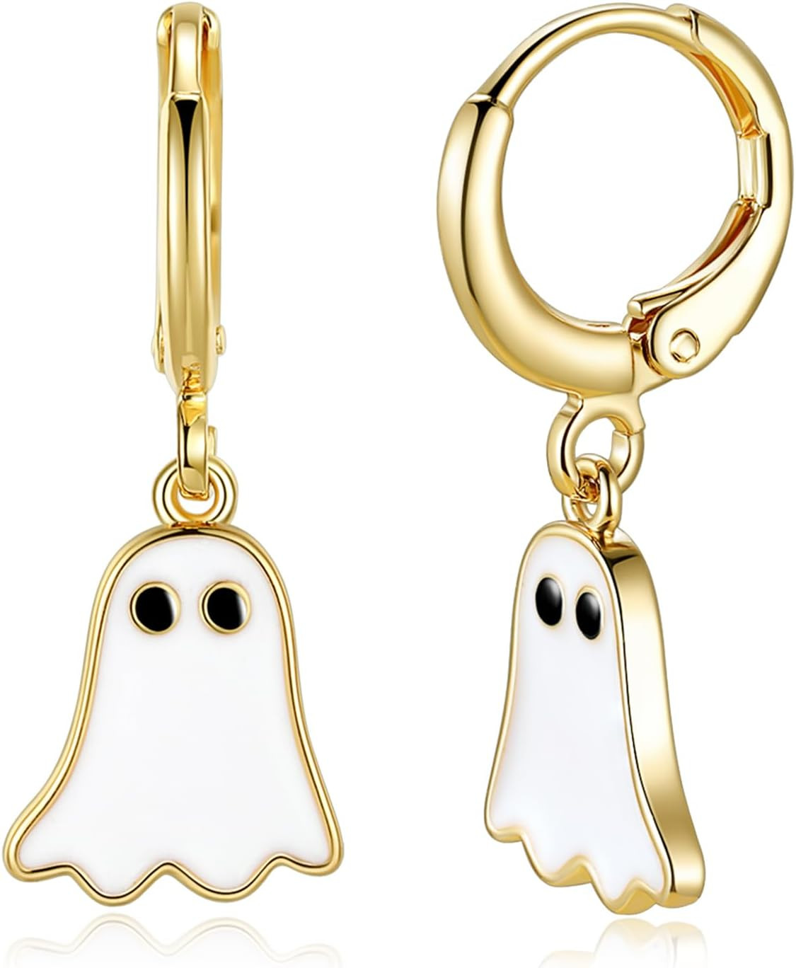 Halloween Ghost Earrings for Women – Spooky Cute 14K Gold Plated Hoop Dangle Jewelry, Fun Halloween Accessories Gifts | Amazon (US)